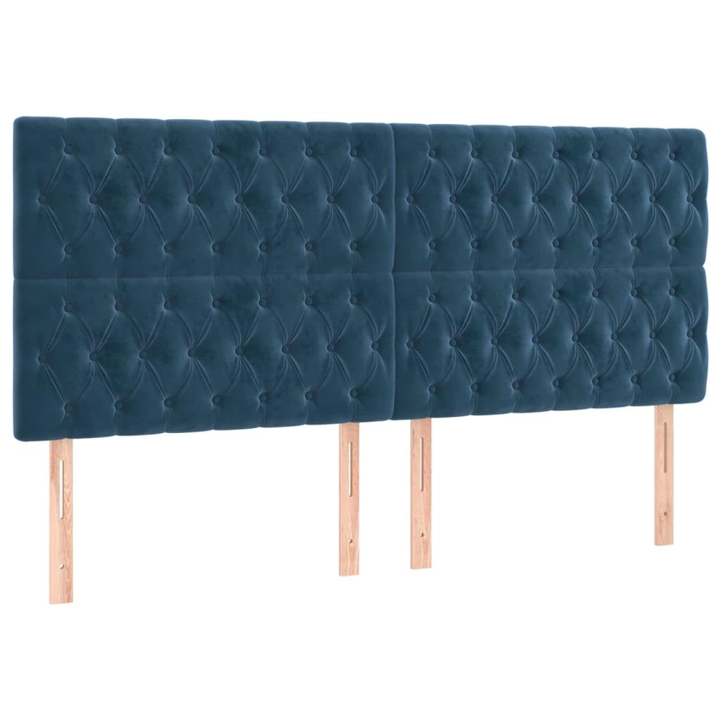vidaXL Giroletto a Molle con Materasso Blu Scuro 180x200 cm in Velluto