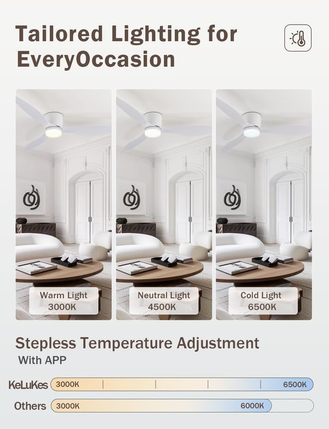 Deckenventilator mit Beleuchtung und Fernbedienung Leise, 106 cm Smart Ventilator Kompatibel mit Alexa, Dimmbar Sommer-Winter-Betrieb Deckenlampe Ventilator für Wohnzimmer, Schwarz