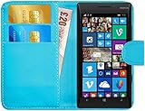  GizzmoHeaven Nokia Lumia 930 Leder-Klappetui Schutzhülle Tasche mit Karte Halter Case Hülle für Nokia Lumia 930 mit Displayschutzfolie und Stylus-Stift - HellBlau