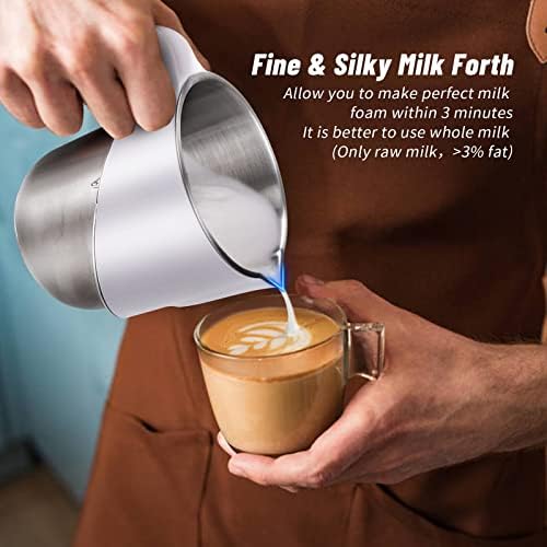 Milk Frother: Tosfly 4-in-1 Automatic Coffee Frother, 400ml Electric Milk Steamer with Hot & Cold Foam for Hot Chocolate, Cappuccino, Coffee, Latte, Macchiato(White)