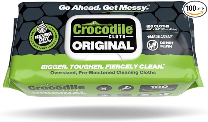 Heavy-Duty 10" x 15" Industrial Cleaning Wipes — 100 Count Hand & Tool Cleaning Wipes — Large Multi-Surface Cleaning Cloths, Water-Based Solution with Extreme Cleaning Power — Unscented, Safe on Skin