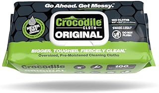 Crocodile Cloth Original Cleaning Wipes – 100 (15” x 10”) Hand & Tool Industrial Cleaning Wipes – Large Multi-Surface Cleaning Cloths, Water-Based Solution with Extreme Cleaning Power — Safe on Skin