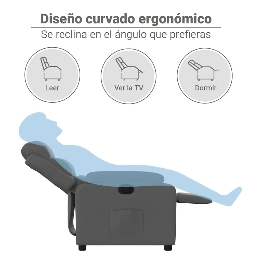 vidaXL Sillón reclinable de Tela Gris Oscuro