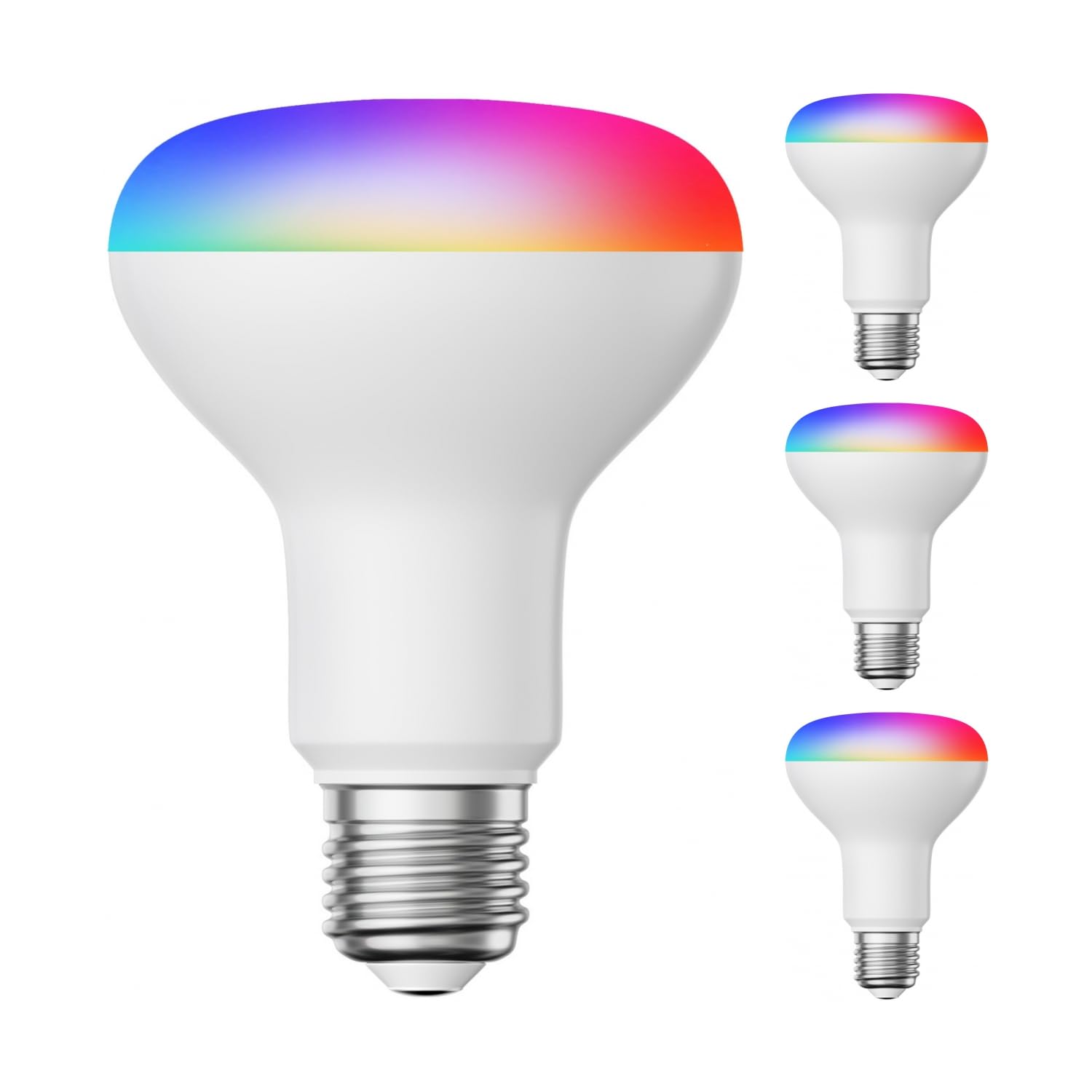 ledscom.de 4x E27 LED RGB Leuchtmittel, R80, warmweiß - kaltweiß (2700-6300 K), 9,9 W, 950lm, Smart Home, WLAN, Alexa, matt