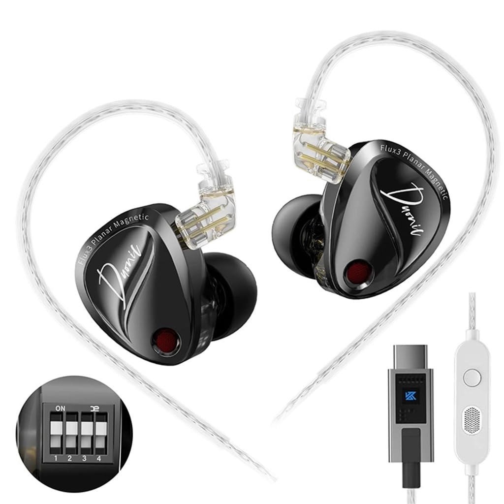 KZ Duonic Hybrid Planar Magnetic in-Ear Monitor, 3X Flux3 8mm Planar + 8mm Super-Linear Dynamic Driver, Bass Improved Switch Version, Black Shell with HD Dual-Mic Type-C Cable-image-28