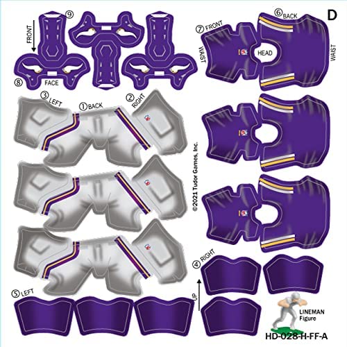 Tudor Games Minnesota Vikings Nfl Home Uni-Forms, 11 Player Action Figure Kit, Primary 2006- For Electric Football #TOP4