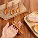 4PCS Mini Wooden Spoon, Short Handmade Spoons for Salt, Honey, Tea, Bamboo Utensils, Small Wooden Scoops for Jars, Little Spoon for Eating (5‘’, Dark Brown)
