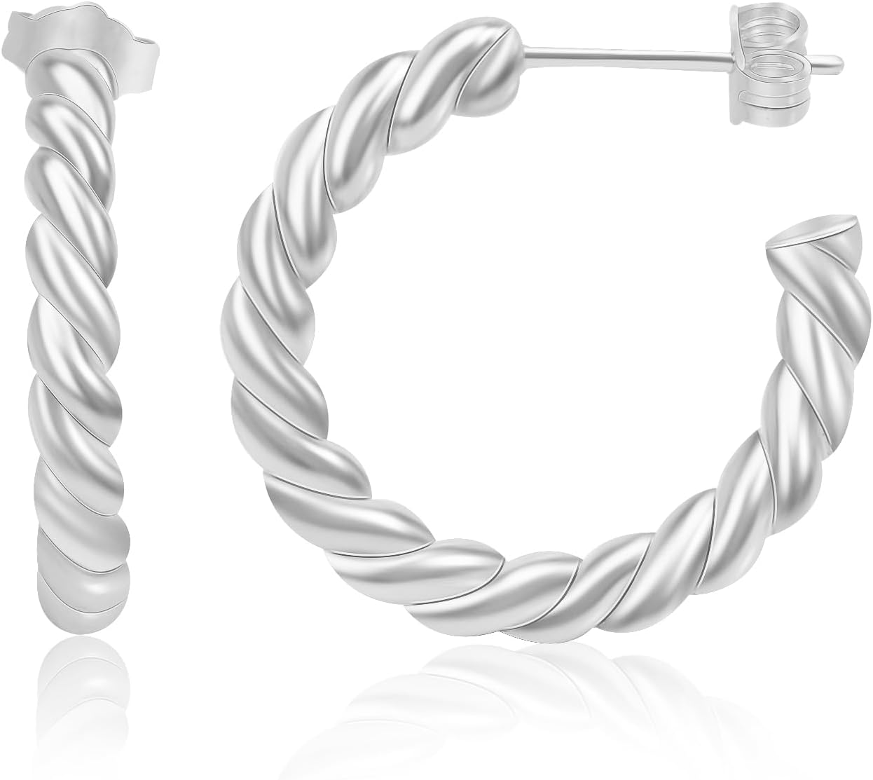 18K Gold-plated Half Hoop Earrings Designer Inspired Twisted Cable Wire Hoop Earrings Look Alike Jewelry for Women