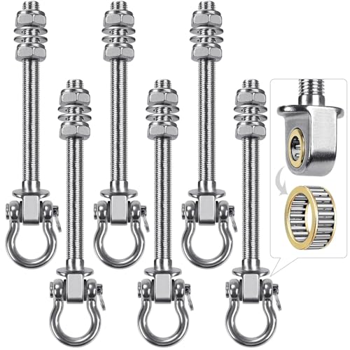 BeneLabel 6pcs Boulons de Suspension 22.5cm Hamac Suspension pour Balançoire Kit Palier de Montage Pivotant pour Chaise d'intérieur/d'extérieur, Corde de Yoga, Sac de Frappe, Sac de Sable, 1500lbs