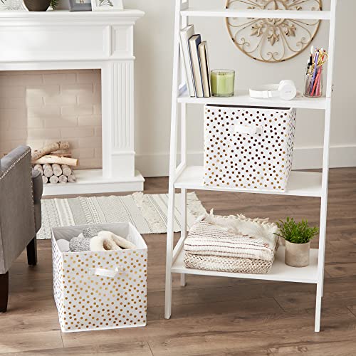 DII Non Woven Polyester Storage Bin, Polka Dot, White & Gold, Large Set of 2 by DII - Image 4