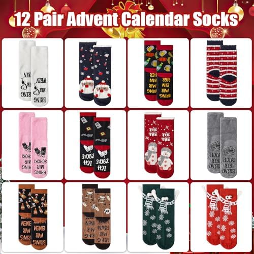 Weihnachtssocken Adventskalender Damen 2025 Flauschig Kuschelig