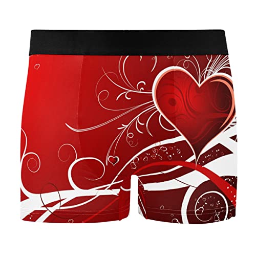 Glaphy Love Hearts Red Stretch Breathable Men's Underwear Boxer Briefs Fashion Comfortable Underwear for Men, L