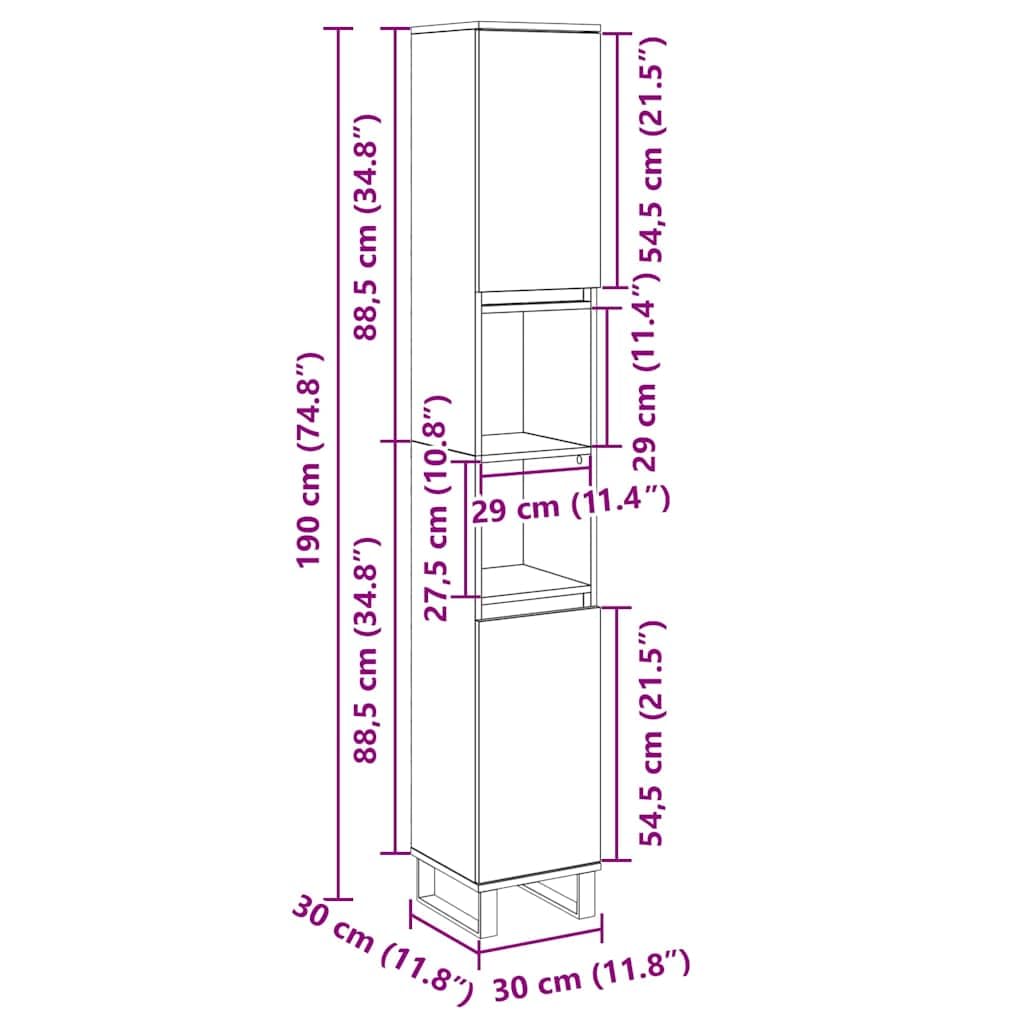 Armadietto Da Bagno VidaXL In Legno Rovere Sonoma - 6 Scomparti, 188,5 Cm Di Altezza - Porte Regolabili, Resistente All'Umidità - 2