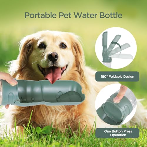 AiQInu 520ML Hunde Trinkflasche, 180° Faltbare Hund Katze Haustiere Auslaufsicher Wasserflasche, Tragbare Hundewasserflasche für Kleine Pet zum Wandern Reisen