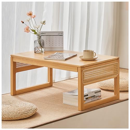 Table basse basse élégante en bois marron au design épuré