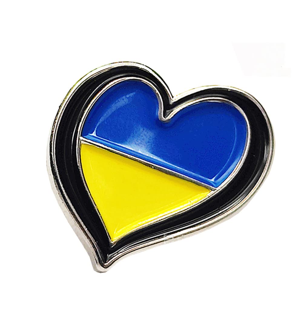 AFSJEEPUkraine Flag Brooch Ukraine Love Heart Peace Support Button Pin Badge Ukraine Friendship Lapel Pin Ukrainian National Flag Pin For Backpacks Hat Bag Clothes Patriotic Badge Enamel Pin