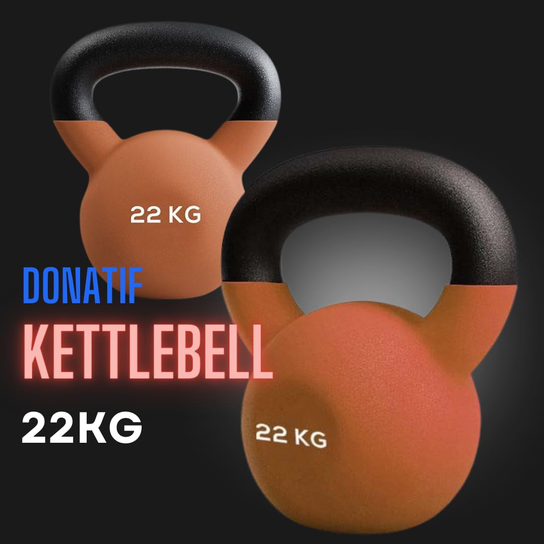 Kettlebell z żeliwa, powlekany neoprenem, 22 kg, ciężary do ramion i ćwiczeń funkcyjnych do treningu domowego - Fitness Narzędzia domowe - Kettlebell oscylacyjne antypoślizgowe - waga do przysiadów i