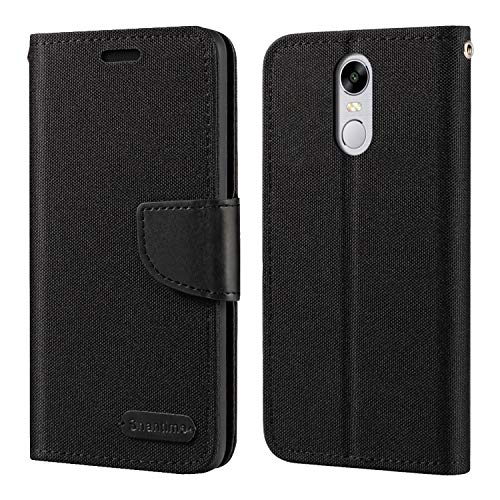 Shantime Étui Portefeuille Tissu Oxford Compatible avec Bluboo Maya Max, Coque Magnétique Durable avec Fentes Cartes et Support(Noir)
