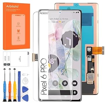 Tela para substituição de tela do Google Pixel 6 Pro para tela LCD Pixel 6 Pro G8VOU, GLUOG Touch Display Digitalizador Assembléia peças de reparo (preto com função de impressão digital)