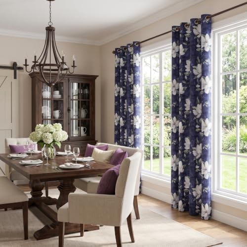 Image of MYSKY HOME Floral 95% Blackout Curtains 72 Inches Long 2 Panels Purple