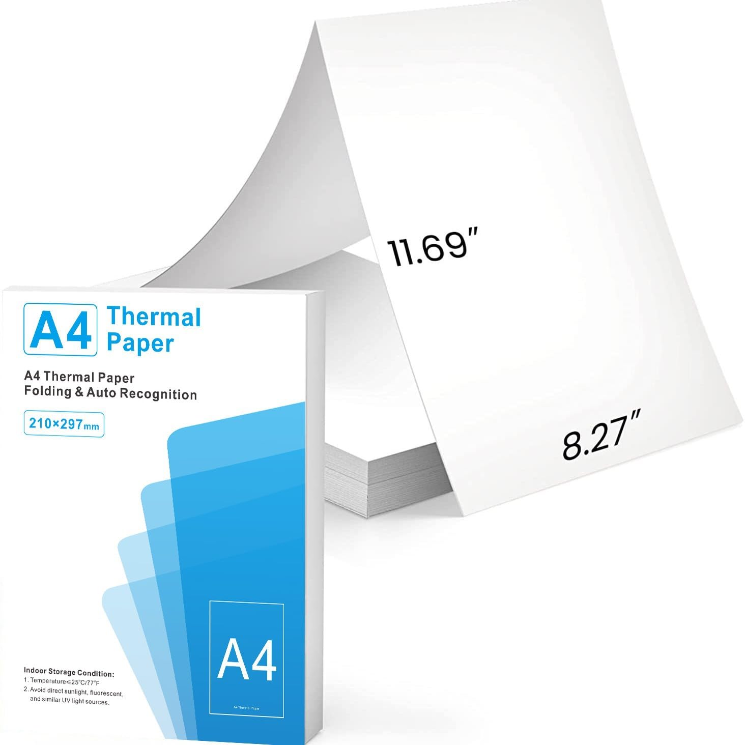 Carta termica pieghevole A4 per stampante portatile M08F, compatibile con Brother PJ762/PJ763MFi, Phomemo M08F, HPRT MT800, carta termica ad asciugatura rapida per stampante, 210x297mm, 200 fogli