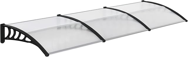 Outsunny Front Door Canopy, Outdoor Awning, 303 x 96cm Rain Shelter for Window, Porch and Front/Back Door, Clear