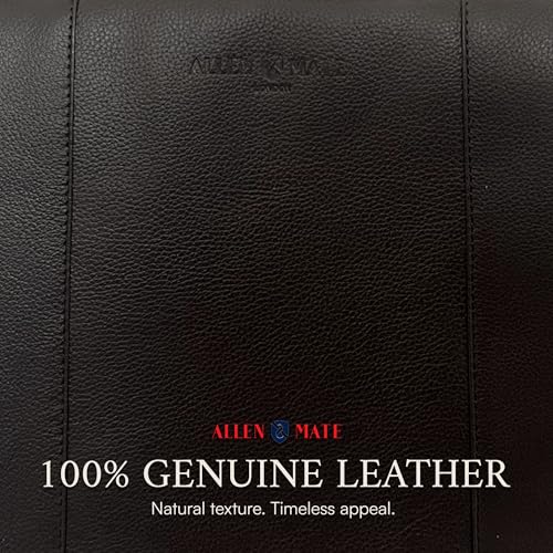 Image of ALLEN & MATE 100% Leather Laptop Case 13 Inch Laptop Sleeve fits MacBook Neo /Air /Pro 13 Inch with M5 /M4 /M3 /M2 /M1, Dell, HP, Lenovo, Chromebook 11-13 inch Computer Bag Zip Pocket - Brown