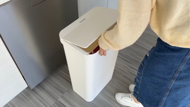 Image of iTouchless 13.2 Gallon Sensor Trash Can with AbsorbX Odor Filter, Durable Dent-Proof Construction, Slim and Space-Saving Automatic Recycle Bin for Kitchen, Home Office, Garage, Business, White Plastic