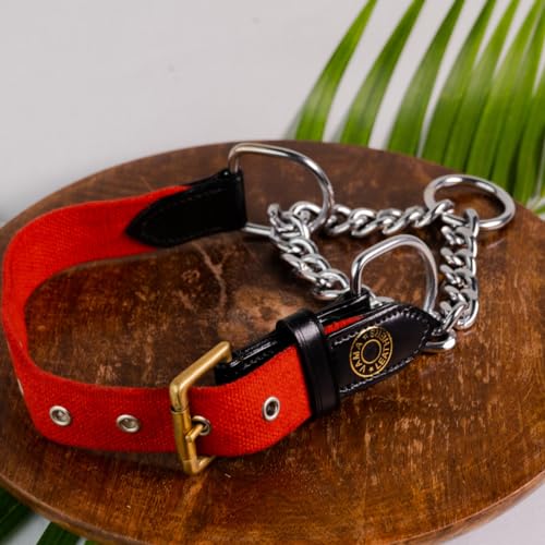 Vama Leathers Martingale Collar with Chain-Red/Large (B096N3PNK4) Amazon Price History, Amazon Price Tracker