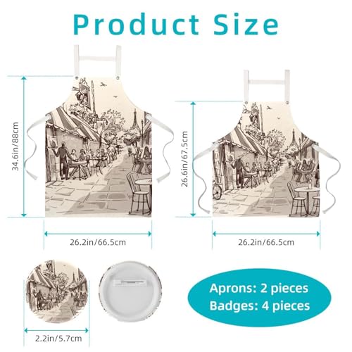 Tablier de serveuse Coffee Street multicolore avec 4 broches amovibles pour le travail - 2