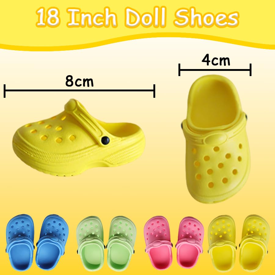 4 Paar Puppen Schuhe Zubehör Set für 14-18 Zoll Puppen, Puppenzubehör mit Gelb Rosa Blau Grün Puppenschuhe, 35-45cm Puppe Zubehör Puppenkleidung für Baby Puppe Mädchen Jungen Geschenk