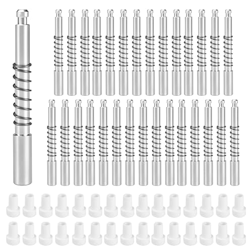 30 Pack Window Screen Plunger Latches 5/32 x 1-1/2 Plunger Retainer Pins for Aluminum Window Screens with Cap and Spring Screen Plunger Latch Clips Replacement Parts White