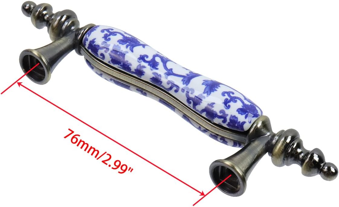 MY MIRONEY Ceramic Cabinet Pulls 4 PCS with Screws 3" Hole Center Easy-Clean Rounded Edge Drawer Handles,Porcelain&Zinc Alloy,Universal for Kitchen/Bath/Wardrobe Dresser