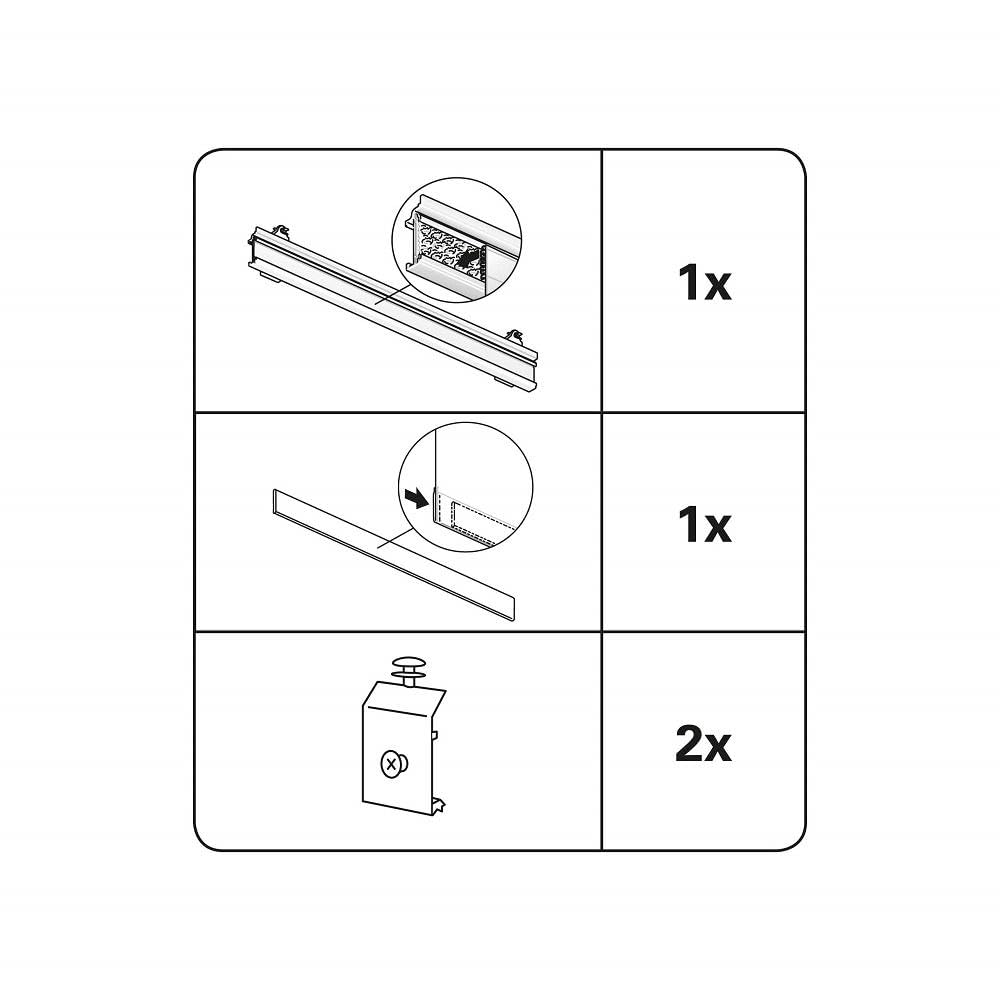 Gardinia Porte-Panneau pour Rail de Panneau Japonais et Tringle à Rideau avec Rail Intégré, Velcro et Glissières Pré-assemblés, Support avec Tête Coulissante et sous-Profil, 60 cm, Atlanta, Blanc
