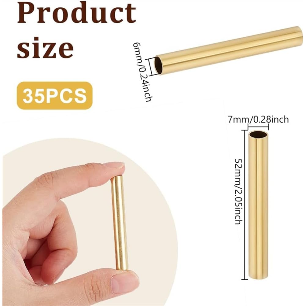 35 Tubes à Stylos Fins, Diamètre Extérieur 7 mm X Épaisseur de Paroi 0,5 Mm, Longueur 52 Mm, Tubes Ronds Sans Soudure pour Loisirs Créatifs, Fabrication de Stylos.