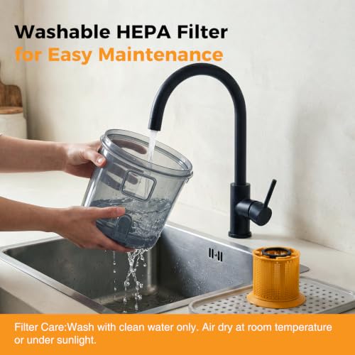 Image of NEWBULIG Canister Vacuum Cleaners for Home, Bagless Vacuum Cleaner, Yellow | 850W 16Kpa Suction, 12.14 ft Retractable Cord, Washable HEPA, 1.8L Large Dust Cup for Hard Floor & Carpet