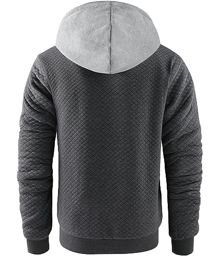 Image of GEEK LIGHTING Mens Fleece Lined Hoodies Zip Up Waffle Knit Thicken Hooded Sweatshirts Winter Jackets