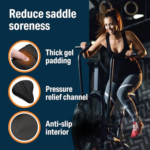 Image of Bikeroo Comfort Bike Seat Cushion - Padded Gel Cover for Exercise, Mountain & Road Bikes, Universal Fit for Peloton & Stationary Bikes