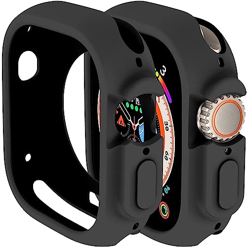 Miimall Funda compatible con Apple Watch Ultra 2/1 49 mm, carcasa flexible de TPU para bordes de protección antiarañazos, antigolpes, anticaídas, para iWatch Ultra 2/1, 49 mm, color negro
