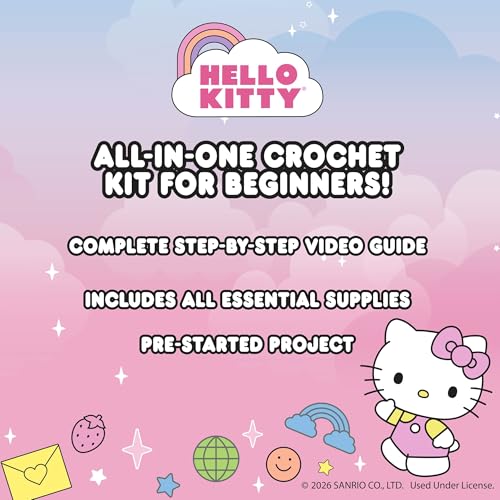 Image of Hello Kitty and Friends Crochet Kit - Hello Kitty Bag Charm, Sanrio Crochet Kit for Beginners with Yarn, Starter Hooks, Step-by-Step Tutorials, DIY Craft, Great Teen Gifts