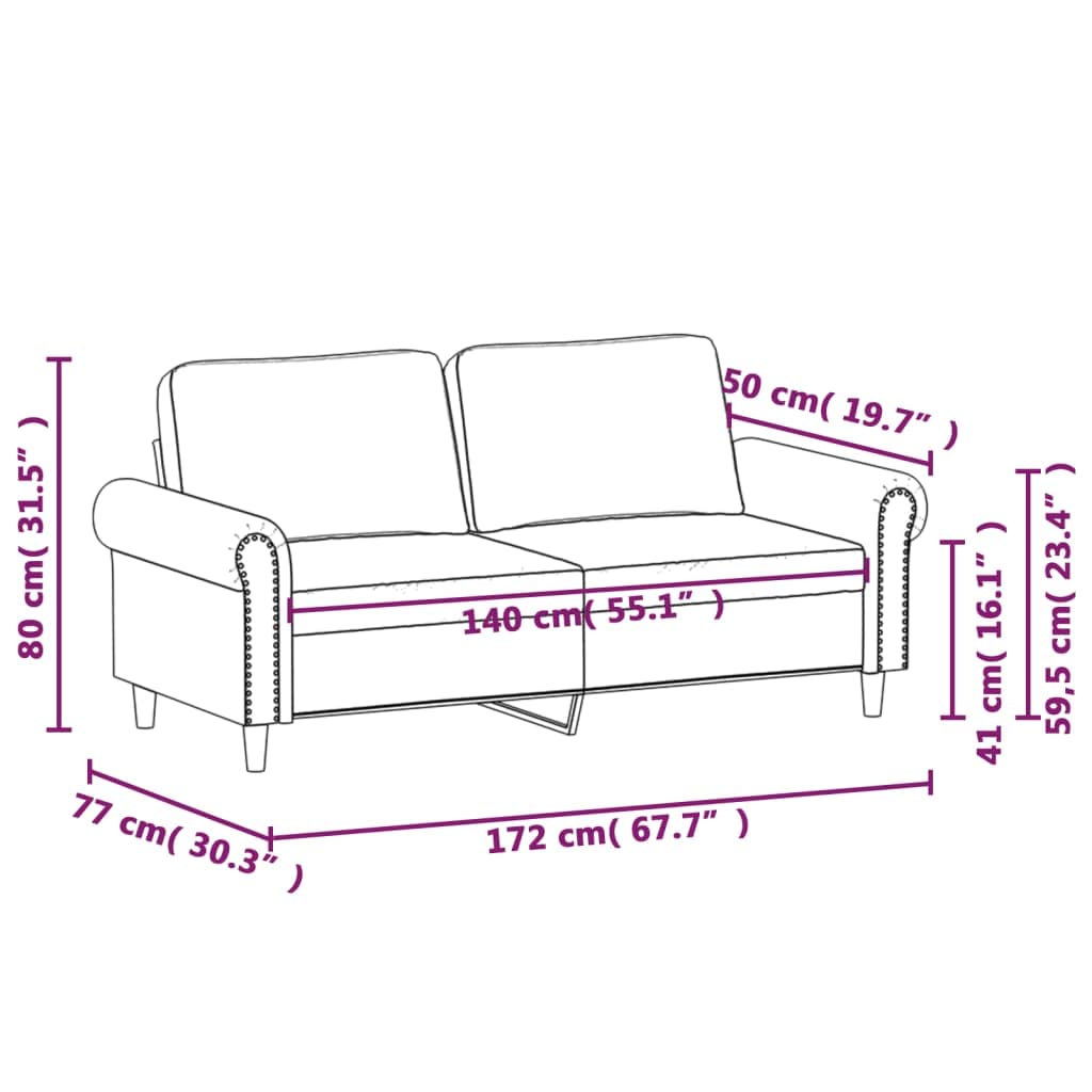 Canapé 2 Places, Causeuse de Salon Fauteuil Sofa 2 Places Cappuccino 172 x 77 x 80 cm Similicuir