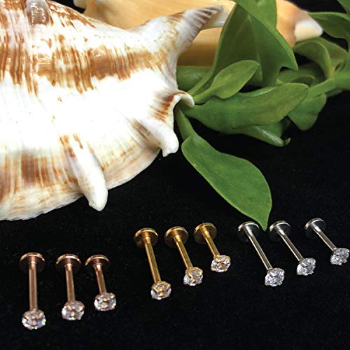 BodyJ4You 3PC Labret Tragus Cartilage 16G Studs, Internally Threaded Surgical Steel, Helix Lip Monroe Medusa Conch, Versatile Piercing Jewelry3