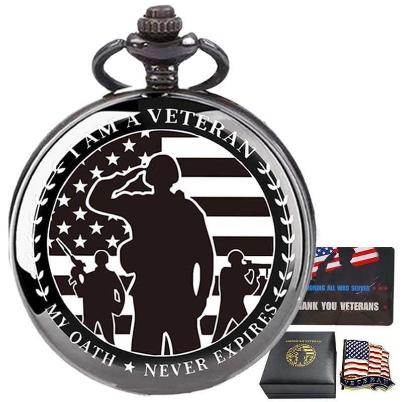 Veteran Gifts, Pocket Watch for Veterans with Military Badge Black Gift Box, Best Veterans Day Gifts Style2-image-22