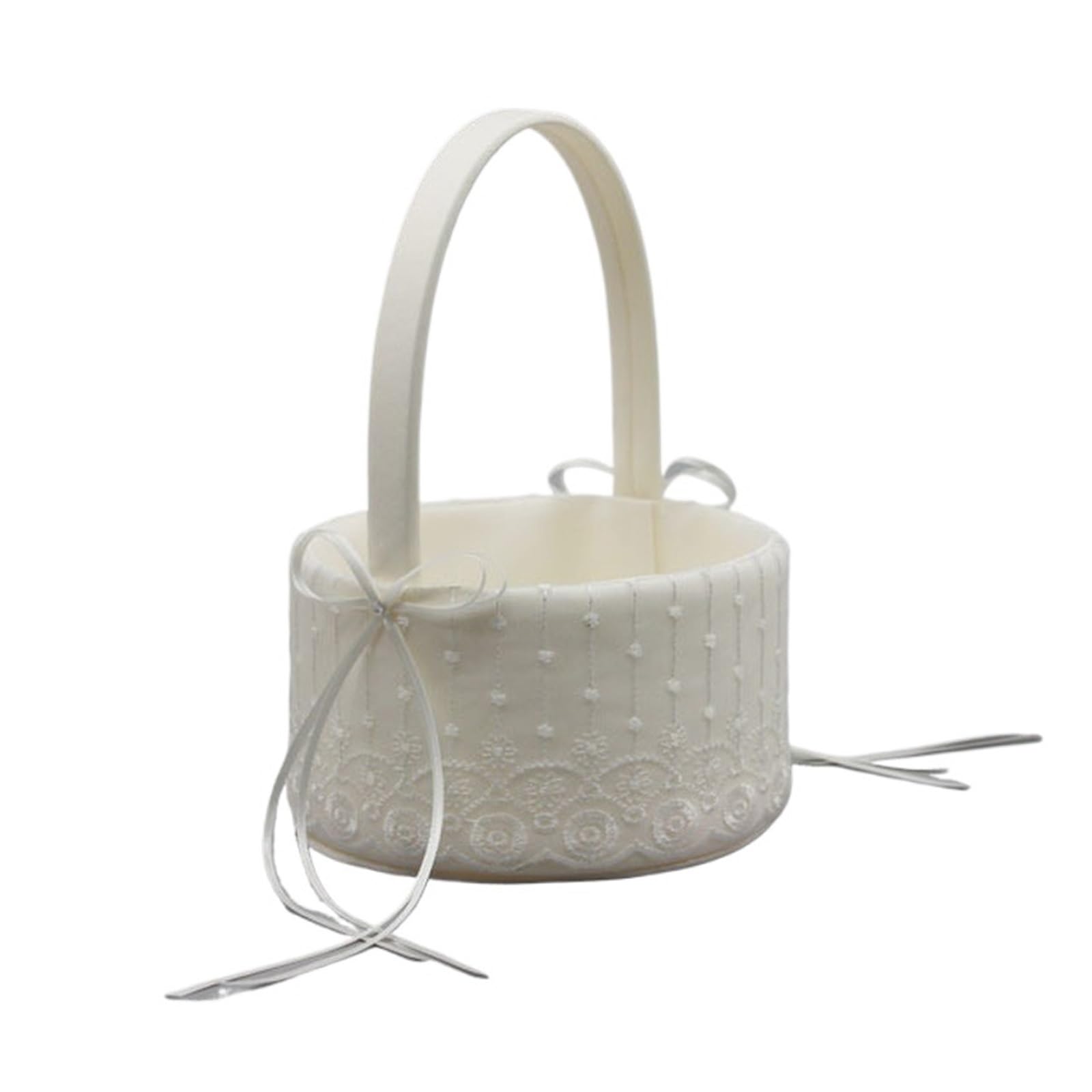 Hamper Basket Wedding Lace Ribbon Bowknot Flower Basket Ceremony Party Sweet Girls Bridesmaid Collection Fruit Candies Container