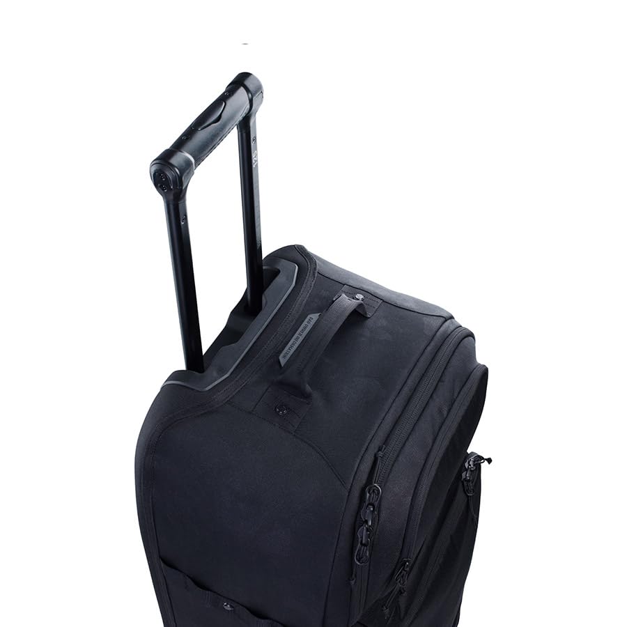 EVOC WORLD TRAVELLER 125 l Walizka podróżna na kółkach (walizka podróżna z teleskopową rączką, wymiennymi kółkami skate, stabilną konstrukcją dna z EVA, wyjątkowo lekka walizka na kółkach), czarna