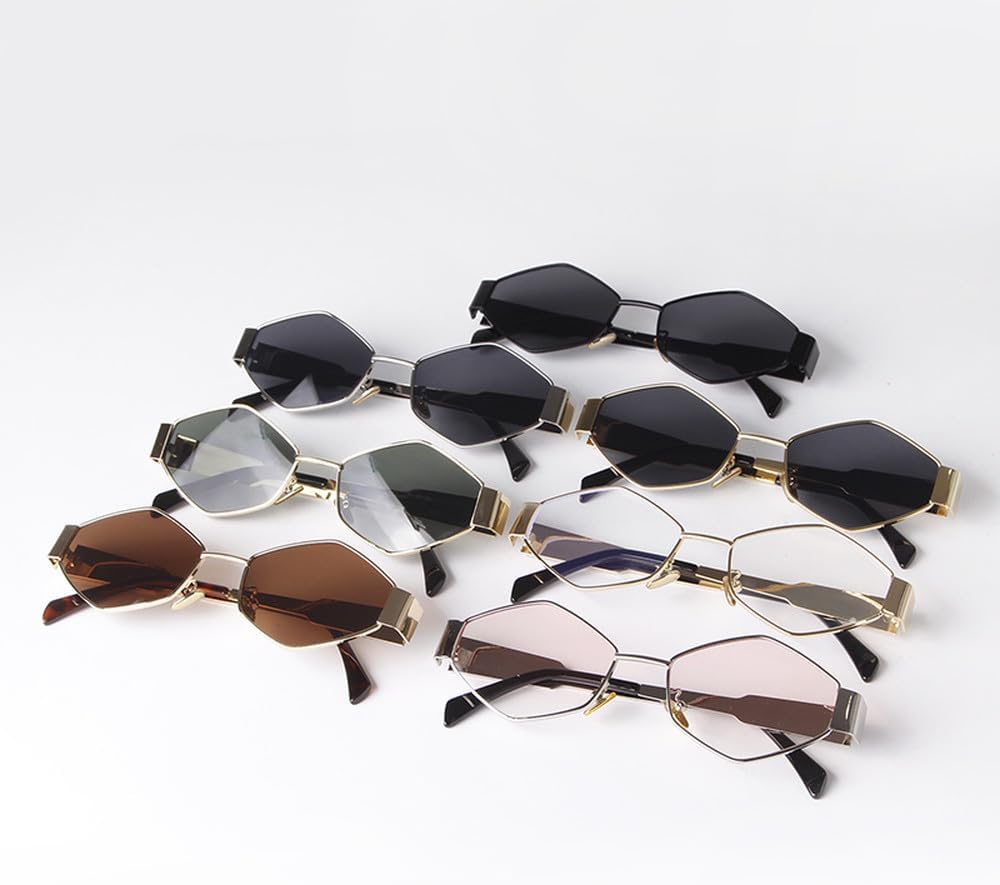 Retro Metal Hexagon Sunglasses for Women Men Luxury Trendy Steam Punk Sun Glasses Female UV400 C16 Oval One Size image 3 of 8 B0GQ3B2QZZ