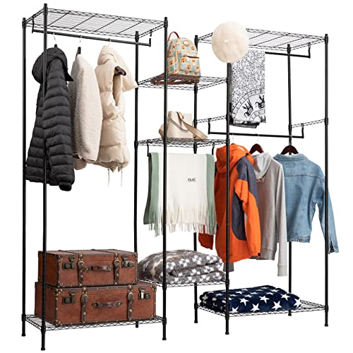 Matico 5-Tier Adjustable Wire Garment Rack, Heavy Duty Metal Clothing Rack Closet With Adjustable Shelves For Large Storage, Black #TOP3