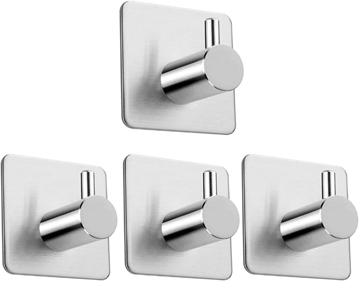 Self Adhesive Hooks, Stainless Steel Hooks for Kitchen Bathrooms Water and Rust Proof，Pack of 4