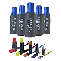 Vista 1 de Conectores de cable impermeables SS2 azul, 50 piezas AWG 22-14, tubos termorretráctiles forrados con adhesivo, conectores de cable eléctrico