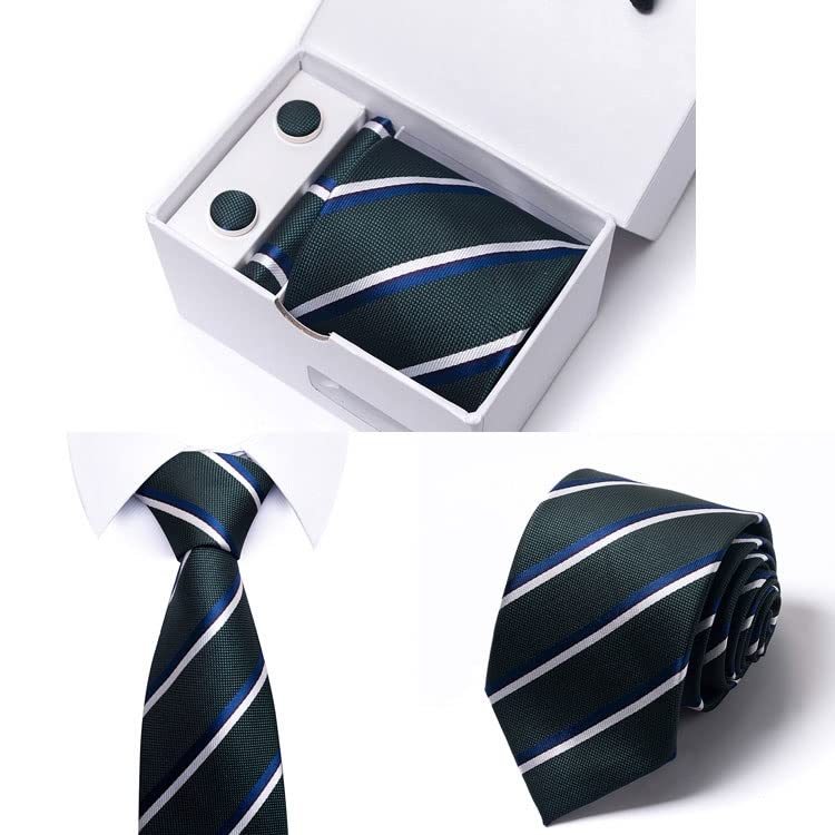Set de corbata, pañuelo y gemelos de seda para hombre miniatura 3